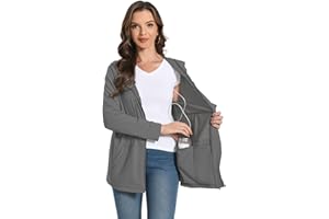 Meuponc Mastectomy Hoddies Jacket Coat with Drain Pockets Women Post Surgery Recovery Must Haves Long Sleeve Zip Up Shirts