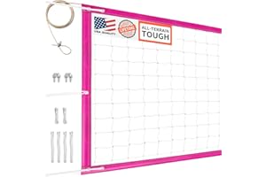 DDVLG Professional Volleyball Net Heavy Duty Outdoor, Upgraded Weather Performance with 46FT High-Tensile Steel Cable, Reinforced Borders, Ideal for Indoor/Outdoor- 32x3FT (Net Only)