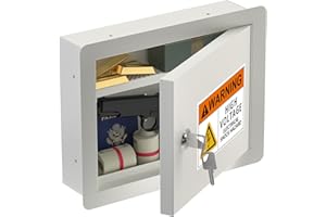 In-Wall Safe with Disguised Sticker, Heavy Duty Wall Safes Between the Studs, Fits 16-Inch Studs with Key Lock, Hidden Gun St