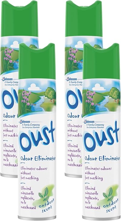 Oust Odour Eliminator Aerosol 300ml Outdoor Scent Pack of 4