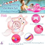 COSORO Newborn Baby Swimming Float Pink Unicorn with Sun Canopy 10-24 Months view 3