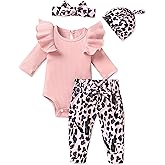 fioukiay Baby Girls Clothes Infant Romper Bodysuit Pants Set with Headband