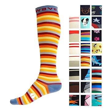 Wave Kompression Socken (1 Paar) für Damen & Herren Running, Leichtathletik, Crossfit, Flight Reisen, Still Schwangerschaft,