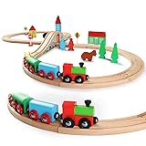 SainSmart Jr. Wooden Train Set for Toddler with