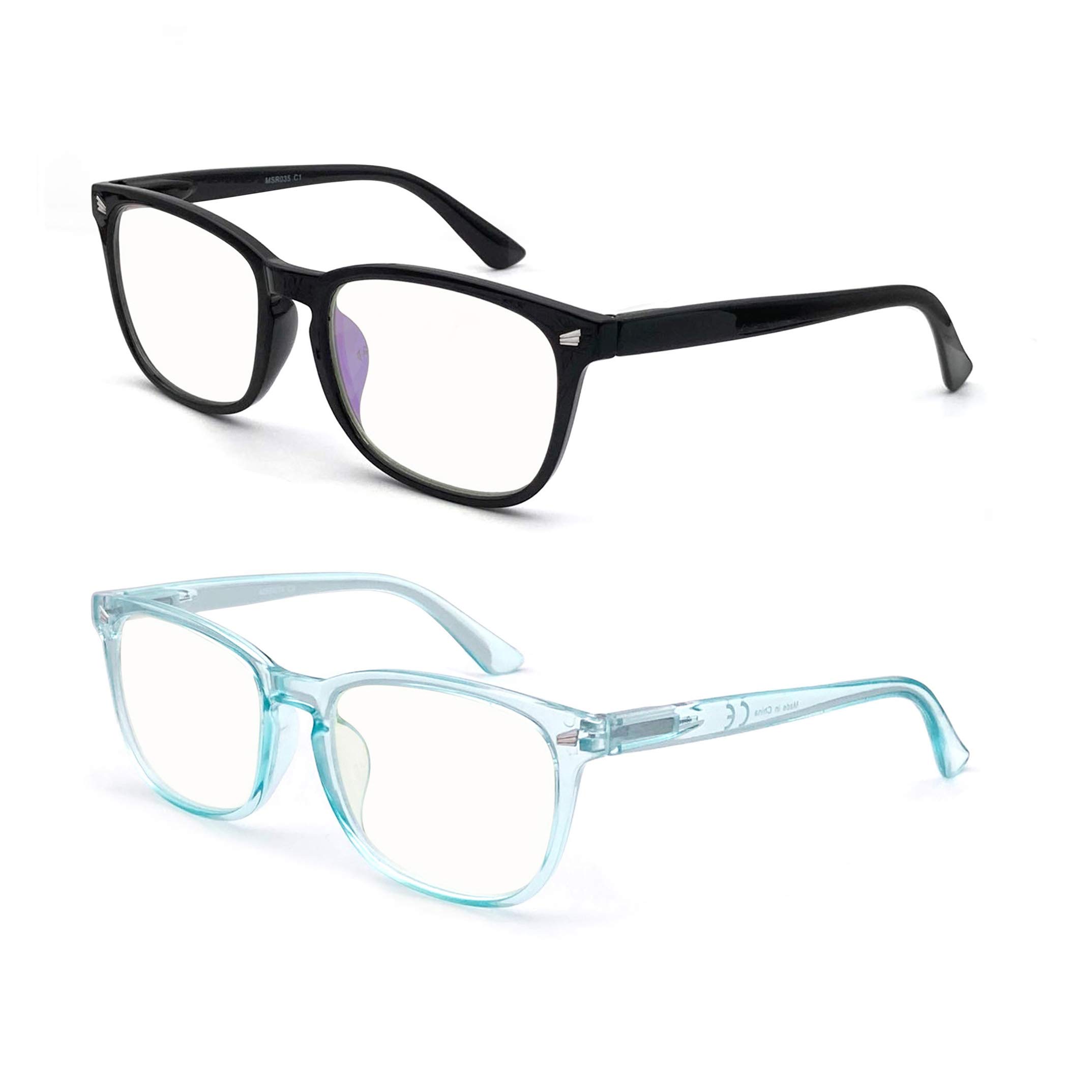 HEEYYOK Computer Brille Herren Damen,2er Pack Brillen Fur Manner Frauen,UV-Schutz Lese Komfort FederScharniere mit Fall