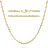 14K Gold Chain for Women Men 1.5/2.0/2.5mm Gold Snake Necklaces for Women | 14K Gold Chain for Men Snake Chains Necklace Men Fluid and Quietly Striking Herringbone Necklace for Womens 14-30in