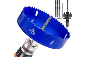 6 inch Hole Saw for Making Cornhole Boards 152mm Corn Hole Drilling Cutter BI-Metal Heavy Duty Steel Blade & Hex Shank Drill Bit Adapter by STARVAST for Cornhole Game, Home Improvement (Blue)