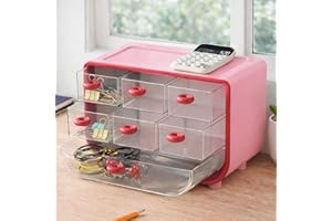 Desk Organizer with 7 Drawers, Rectangular Office Stationery Supplies Desktop Drawers, Plastic Makeup Storage, Suitable for O
