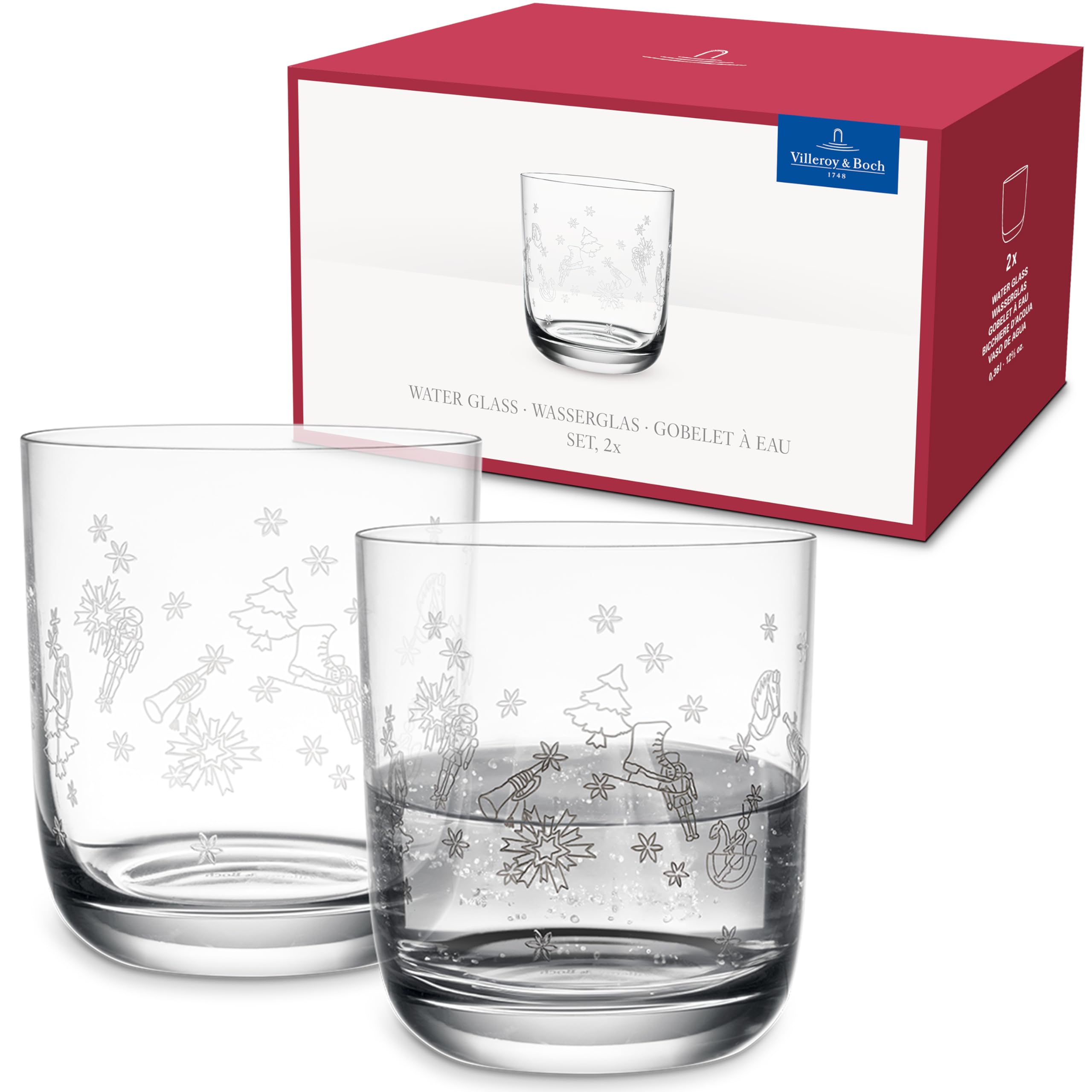 Villeroy & Boch – Toy's Delight Water Glass Set with 2 Crystal Glasses, Glass, Transparent, Dishwasher-Safe, Capacity 250 ml