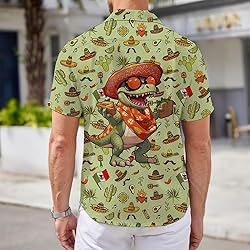 Cowboy Dinosaur Mens Funny Hawaiian Shirts 3D
