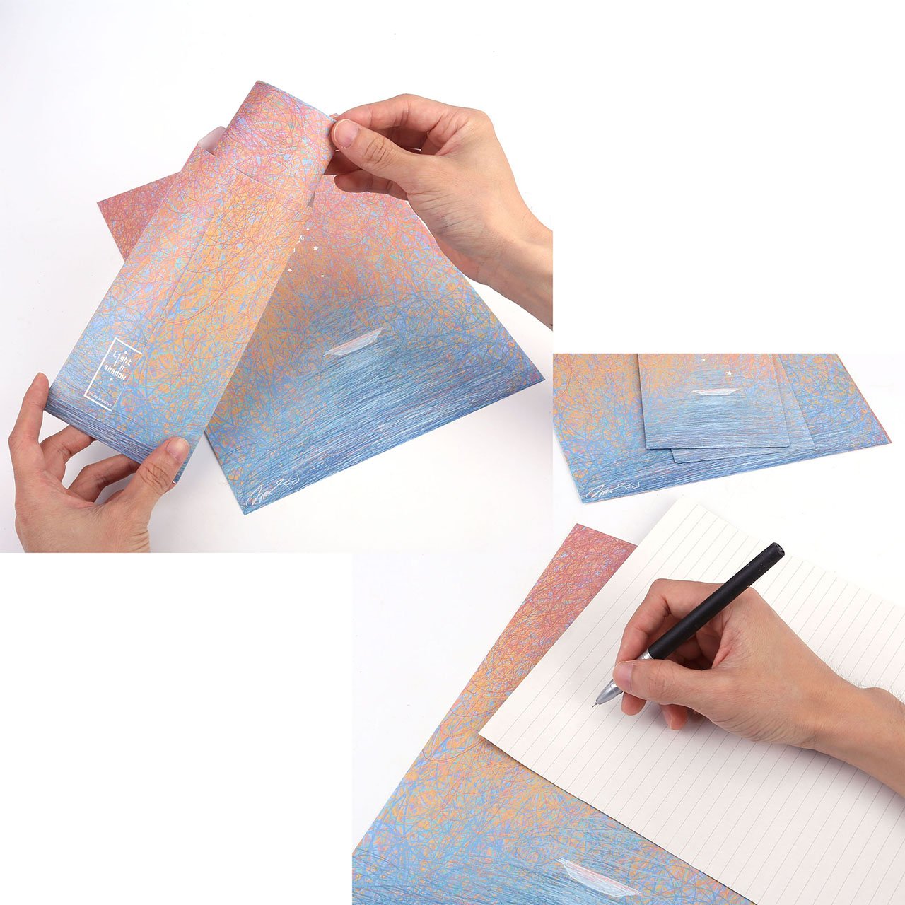 Luminous Writing Stationary Paper Letter Set, Yoption Writing Paper and Envelopes Set, 48 Pcs Creative Romantic Love Letter Writing Paper & 24 Luminous Envelopes (Luminous Stationery Envelopes Suit)