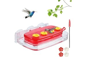 Window Hummingbird Feeder with Strong Suction Cup, Plastic Hummingbird Feeders for Outdoors, Built-in Moat,Easy to Clean and 