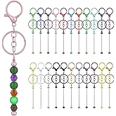 22Pcs Beadable Keychains Bars, Metal DIY Blanks Beaded Keychain Bar Charms Strips Accessories Bulk Making Supplies for Bead Keychain Making, DIY Gift, Craft, Pendant, Jewelry and Purse (Multicolor)