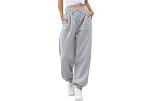 ZZWXWA Womens Sweatpants Oversized Sports Pants Elastic Waist Joggers Long Straight Pants Workout Lounge Leggings with Pocket
