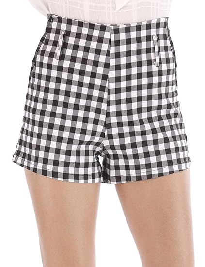 plaid shorts womens high waisted