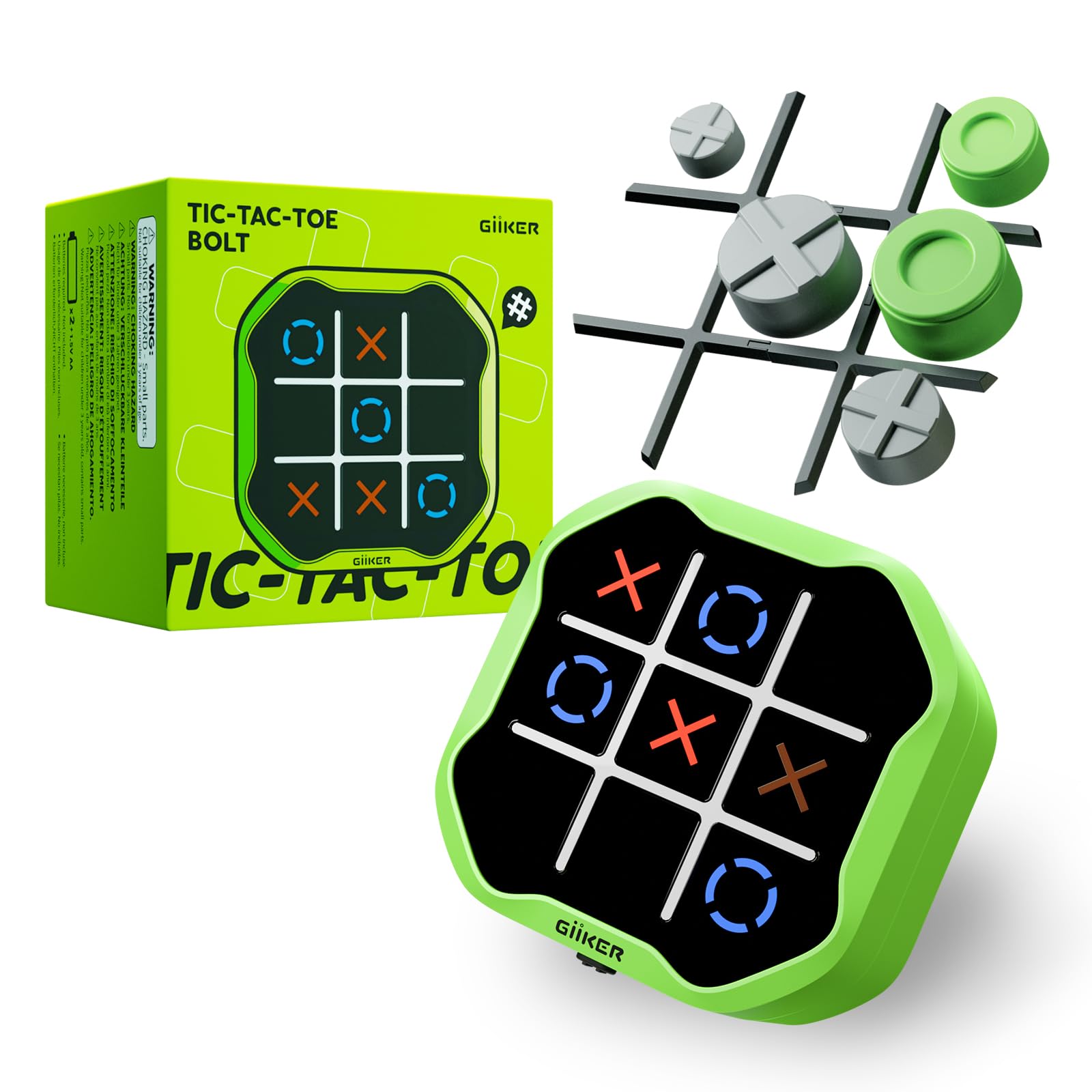 GiiKER Tic Tac Toe Bolt Game, Original 3-in-1 Handheld Puzzle Game Console, Portable Travel Games for Car Ride, Board Games for Kids and Adults, Birthday Gifts for Ages 3+