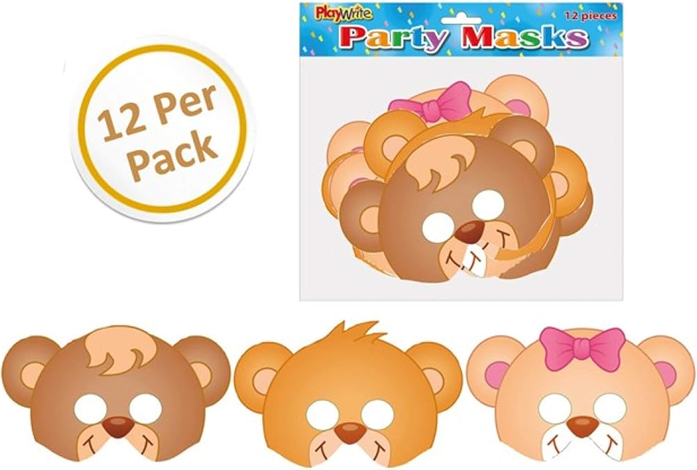 Playwrite Woodland Card Masks Pack of 12 Childrens Party Costume Accessories