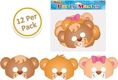 Playwrite Woodland Card Masks Pack of 12 Childrens Party Costume Accessories