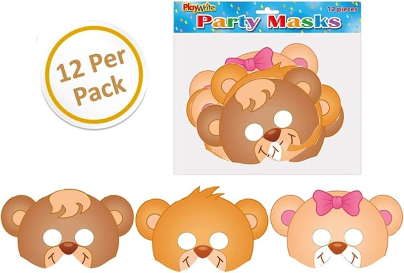 Playwrite Woodland Card Masks Pack of 12 Childrens Party Costume Accessories