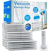 Vacuum Seal Bags 15-Pack with Wireless Pump, 5 Large/5 Medium/5 Sizes, Reusable Storage for Clothes Travel, Luggage & Suitcases, Portable Space Saver