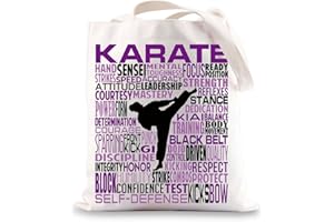 BWWKTOP Karate Canvas Tote Bag Taekwondo Inspired Gifts Martial Arts Shoulder Bag Karate Instructor Gifts