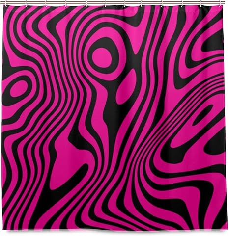 Amazon Nikivivi 防水シャワーカーテン 大理石の黒ピンクの抽象的な背景の液体 浴室 目隠し 間仕切り取付簡単 カーテンリング付属 おしゃれ バスカーテン 180ｘ180cm シャワーカーテン ホーム キッチン オンライン通販