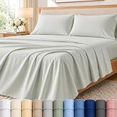 King Size Sheet Set, 400 Thread Count King Sheets &amp; Pillowcases - Mineral | Luxury Sateen Weave Cotton Bed Sheets with 15" Deep Pocket, Buttery Soft, Breathable &amp; Naturally Cooling, OEKO TEX Certified