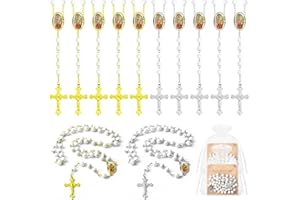Taikula 12/20/30 PCS 14 inch Lady of Guadalupe Bead Rosaries Wooden Rosary with Crucifix Necklace, Favors Catholic Gift Rosaries with Organza Bag for Baptism, for Men Women