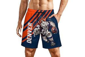 DIYBA4S Men's Football Shorts City Mascots Beach Trunks Casual Pants Game Day Gifts for Football Fans Men S-3XL