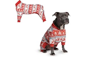 Spark Paws Dog Christmas Pajama, Dog Recovery Suit Male, Onesie, Ultra-Soft and 4-Way Stretch, for Small Medium and Large Breeds - Winter Wonderland - 3XL