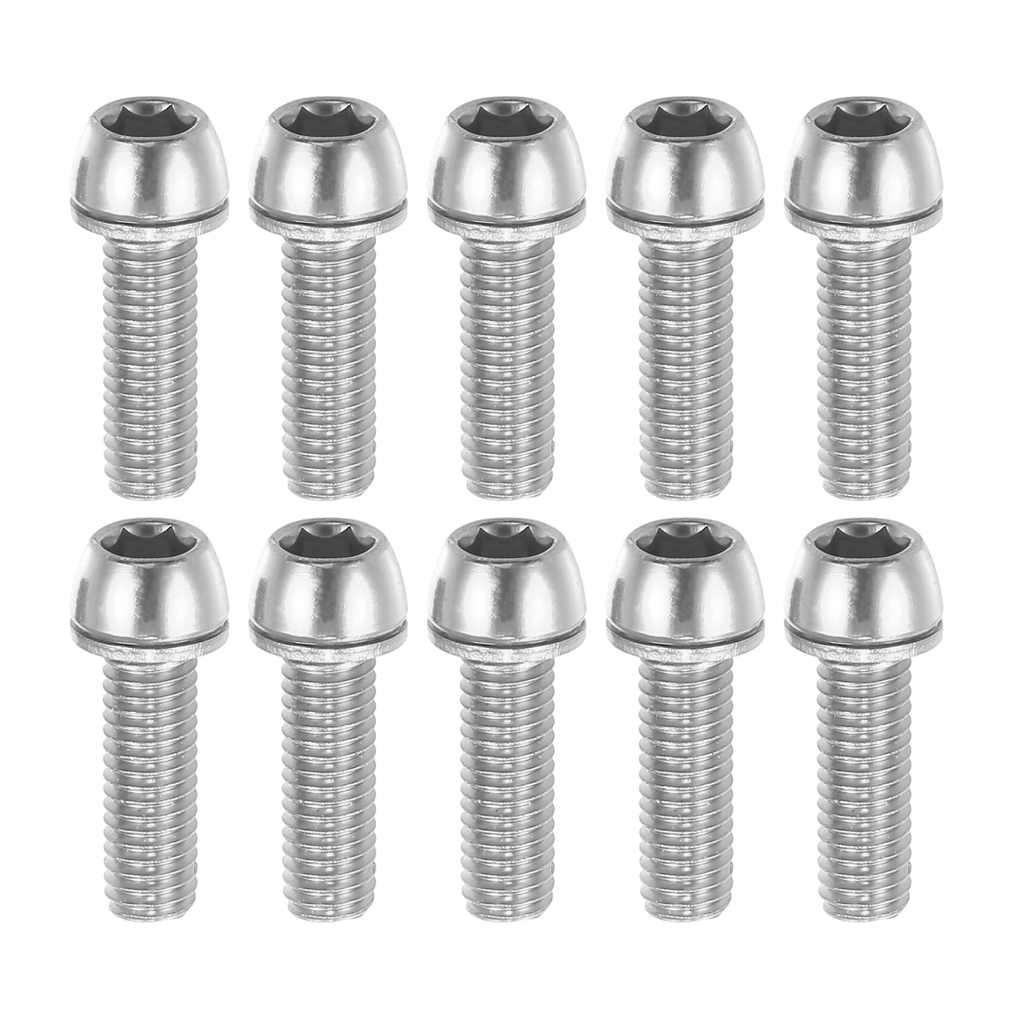 A ABSOPRO Tapered Bolts Screws for Bicycle M6x20mm Silver Tone (Set of 10)