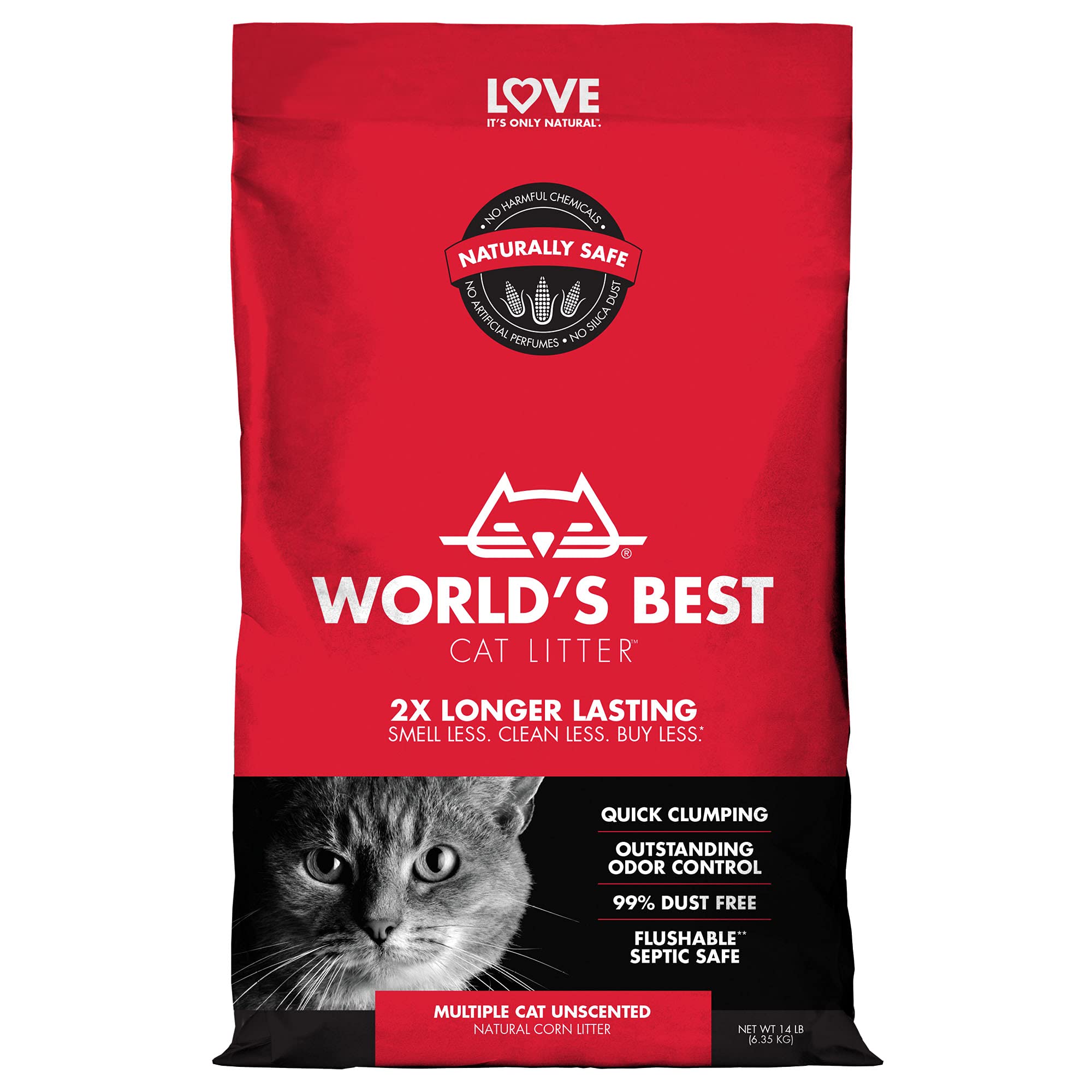 World's Best Cat Litter 14lb (6.36kg) Multiple Cat Unscented