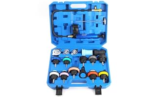ZEAJSRU 18 Pieces of Anti-Freezing Liquid Replacement Filler Vacuum coolant Pressure Gauge, Motorcycle, Automobile and Truck Universal Radiator Pressure Leakage Tester kit (Blue)