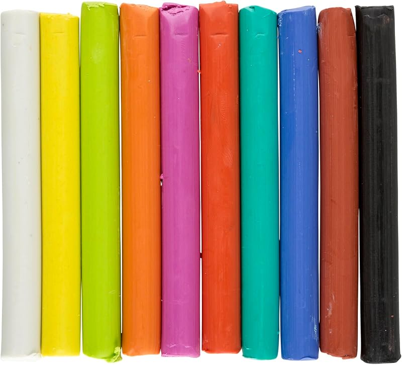 90386 - Set di Argilla da Modellare con 50 Bastoncini in 10 Colori, 5 scatole di Cartone con 10 Bastoncini ciascuna