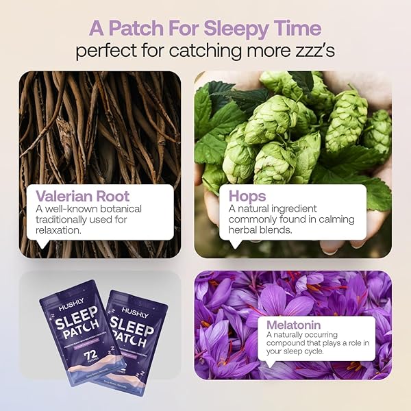 HUSHLY ORIGINAL PATCHES (72 PCS – 2.5 MONTHS) – PATCHES FOR ADULTS – EASY-TO-APPLY PATCH WITH VALERIAN & HOPS | RELAX & WAKE UP REFRESHED | LONG-LASTING NIGHT COMFORT FOR MEN & WOMEN