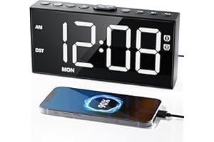 Roxicosly Digital Clock, Alarm Clocks for Bedrooms 7.5''LED Display Large Digts, Week Display, Dual Alarms, USB Charging Port