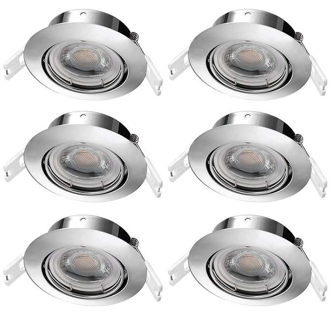 6x6W LED Einbaustrahler Deckeneinbauleuchte, Ultra Flach LED Deckenstrahler Einbauspots, Einstellbarer Winkel, Dimmbar mit Ge