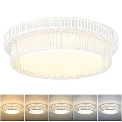Black Rattan Ceiling Light, HWH 16W LED Woven Flush