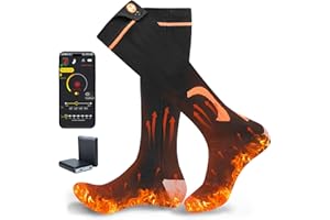MAWEME Heated Socks for Men Women Rechargeable, APP Control Mobile Warming Electric Socks Foot Leg Warmers, 6000mAh*2 Battery for Hiking Skiing Fishing Cycling Hunting Outdoor Work Fishing