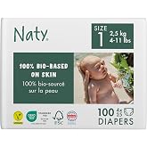 Naty Baby Newborn Diapers, Size 1 (4&ndash;11 lbs), 100 count | 100% Plant-Based Materials on skin, Super absorbent, Extra soft, Premium comfort, Free from harmful chemicals