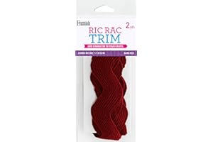 Essentials By Leisure Arts Ric Rac Jumbo 1 13/32" 2 yards Barn Red - rick rack trim for sewing - wavy ric rac trim for sewing and crafts - ric rac ribbon - rick rack trim barn red
