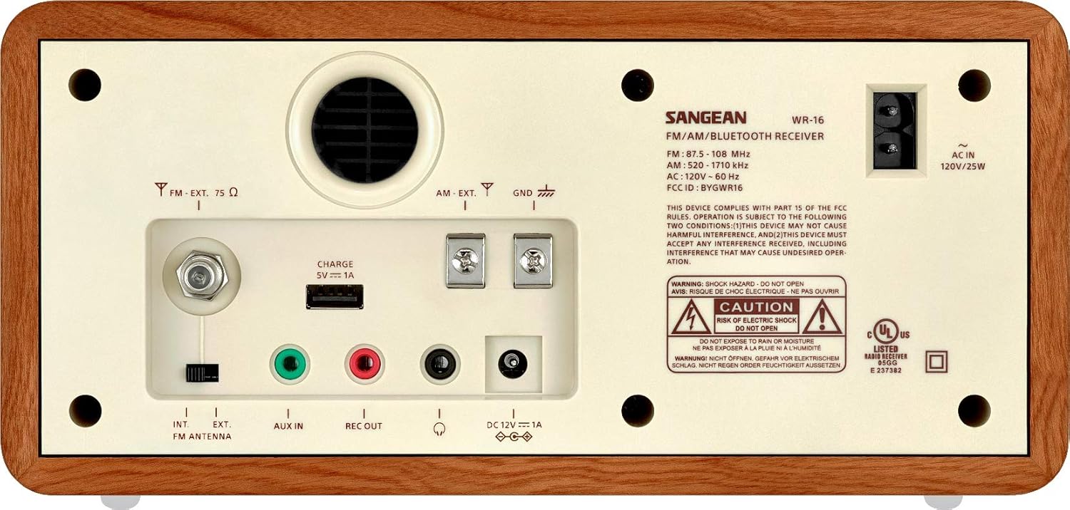 Sangean WR-16 AM/FM/Bluetooth Wooden Cabinet Radio with USB Phone Charging: Electronics