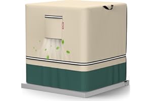 LXKCKJ Air Conditioner Cover for Outside Units - 420D Heavy-Duty Waterproof Winter AC Cover, All-Weather Protection for HVAC Condenser Units, Fits 32''LX32''WX36''H Outdoor AC Unit(Beige&Green)