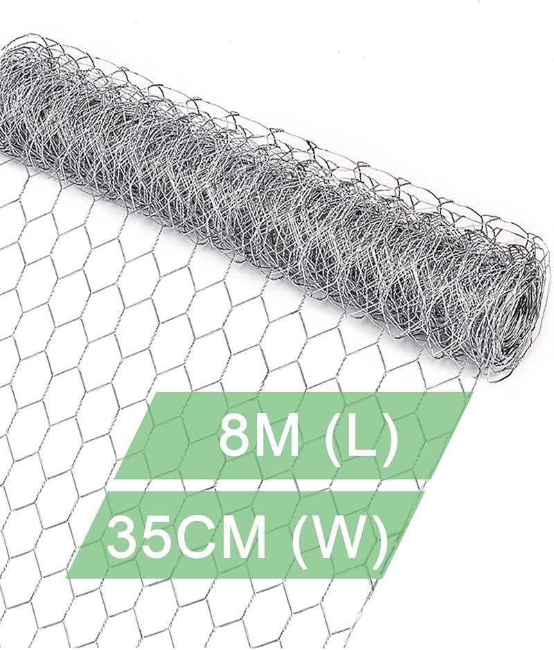 vensovo Galvanized Chicken Wire Mesh 35cm x 8m 1 inch Hex Garden Fence