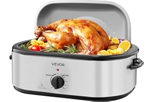 VEVOR Roaster Oven, 22QT Electric Roasting Pan, 150-450℉ Adjustable Temperature Multifunctional Electric Roaster Oven with Se