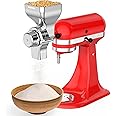 All Metal Grain Mill Attachment for KitchenAid Stand Mixer,12 Fineness Setting From Coarse to Fine for Non-Oily Dry Grain Wheat,Oats,Rice,Corn,Barley,Buckwheat,Millet and Other Cereals