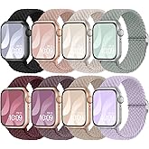 8 Pack Braided Stretchy Solo Loop Compatible with Apple Watch Bands for Women 40mm 38mm 41mm 44mm 46mm 45mm 42mm 49mm Men, Adjustable Sport Elastic Strap for iWatch Series 11 10 9 8 7 6 5 4 3 SE Ultra
