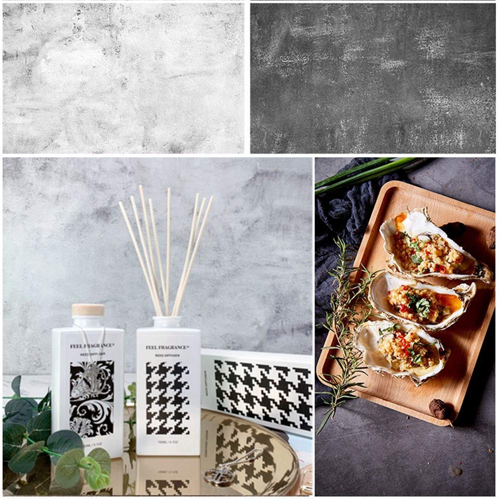 Selens 56x89cm 2 in 1 Food Photography Backdrop Background Cement Texture Paper Photo Studio for Flat Lay Product Props Jewelry Cosmetics YouTube Video Shooting Vlog, Double Sided Pattern
