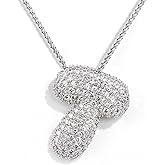 AGGRAD Bubble Letter Necklace, 14k Gold/Silver Balloon Initial Diamond Pendant Chain Necklace Dainty Pave Jewelry Gift for Women