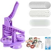 Happizza Button Maker Machine 58mm/2.25in, Pin Maker Machine Kit with 30 Buton Parts, DlY Badge Maker, Purple Button Press Machine, Perfect Beginner Experience Kit, Ideal for School, Parties, Events